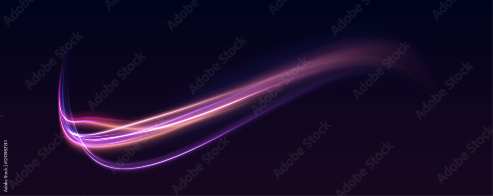 Poster image with the effect of high-speed movement on the road. abstract fire flare trace lens flares. exp