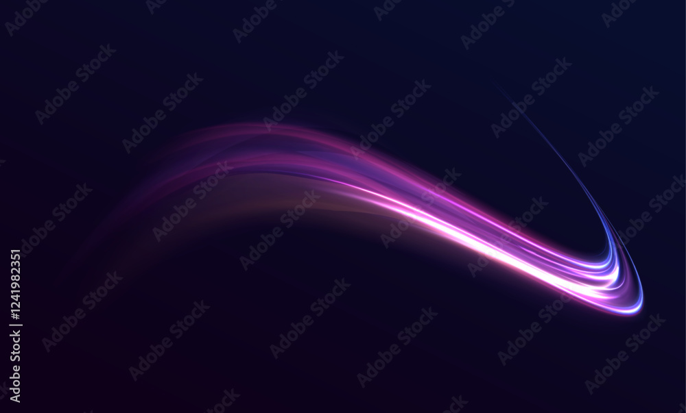 Poster Beautiful glow light flare and sparks with red and blue special effects, simulating a high-speed police line. Explosion in the universe creating a cosmic background for an event.	
