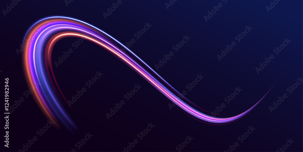 Poster Cosmic explosion with glowing light flares and sparks in red and blue. Dynamic special effects create a universe-inspired background for a celebration or high-energy event, with speed and motion.	