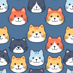 Playful cat pattern design digital art whimsical style blue background fun concept