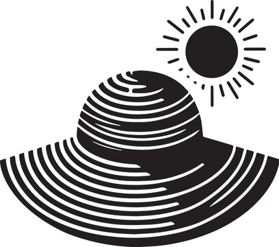 black sun hat with sun clip art preview