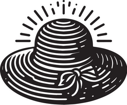black hat with bow and sun rays clip art preview