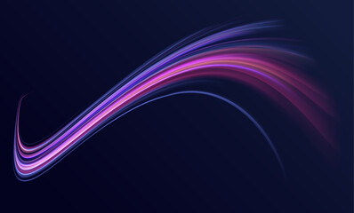 Speed connection vector background. Vector swirl trail effect. Light trail wave, fire path trace line, car lights, optic fiber and incandescence curve twirl.	