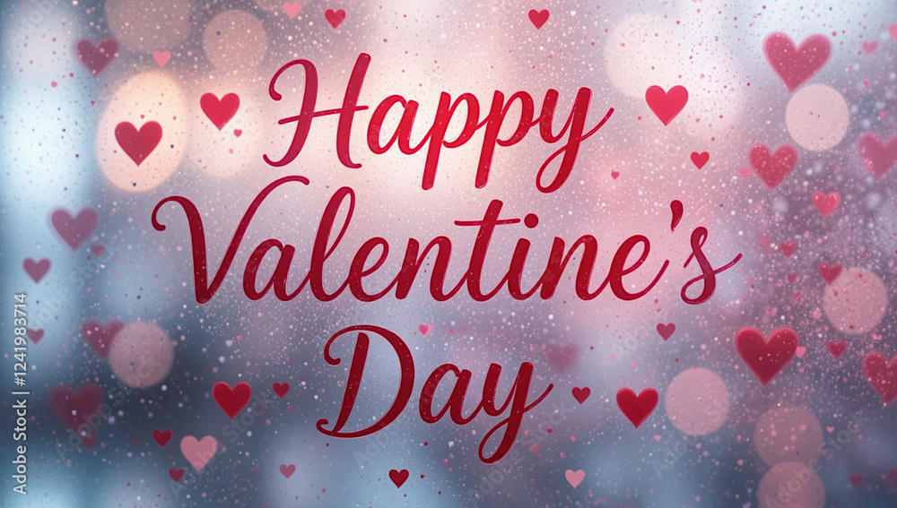 Fototapete valentines day background with heart pattern and typography of happy valentine's day text. inscripti