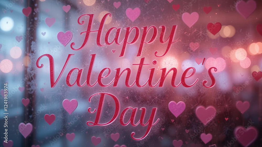 Fototapete valentines day background with heart pattern and typography of happy valentine's day text. inscripti
