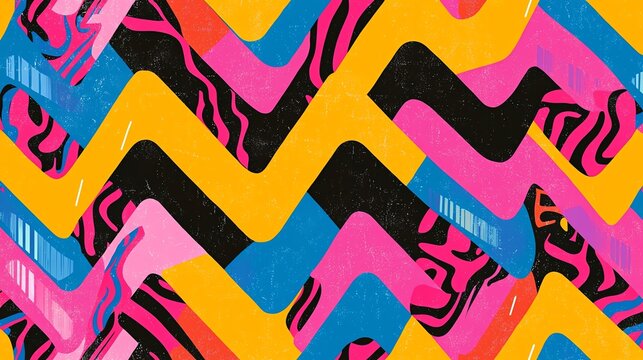 1950s diner style pattern, abstract chevron shapes, vintage americana aesthetic, retro chrome and neon, geometric flow, art deco influence, no watermark, no brand, no copyright