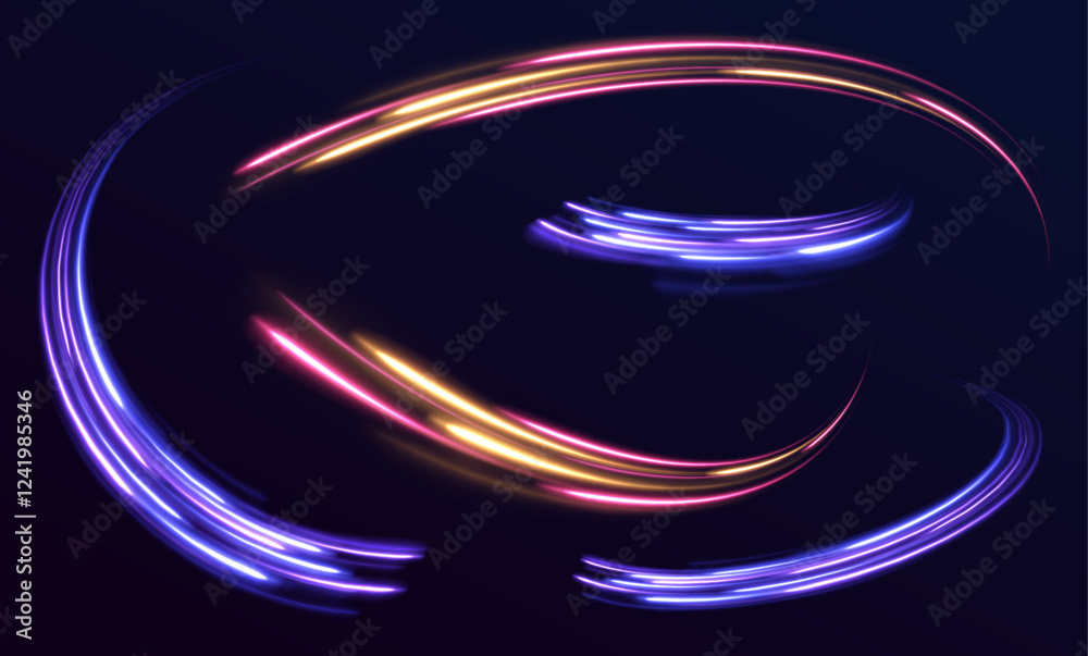Aufkleber The design reflects the concept of big data traffic streams. This graphic showcases the flow of high-speed data traffic, illuminated by neon light and dynamic light traces. 	