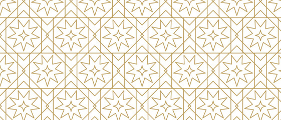 Seamless geometric golden pattern in authentic arabic style.