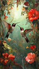 Hummingbirds in a Floral Paradise