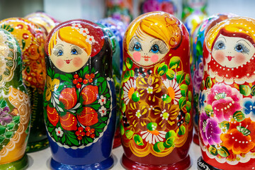 Traditional Matryoshka (Matruşka) dolls or Russian Matryoshka dolls, the most popular souvenir from Russia © Bulent