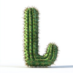 Naklejka premium A single tall cactus with spines, serving as a letter L.