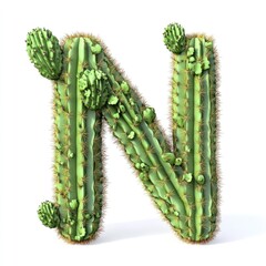 Naklejka premium A large cactus spelling the letter 'N' in a creative arrangement