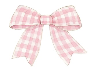Charming Soft Pink Gingham Ribbon in Watercolor Style