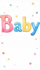 Colorful pastel baby text with hearts, personalized charm