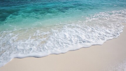 Serene Ocean Waves Gently Lapping on Soft Sandy Beach Shoreline