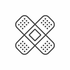 Creative vector illustration of four bandages arranged in a playful cross pattern against a clean background