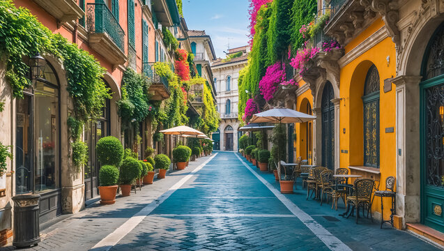 famous Brera quarter Italy sunny day