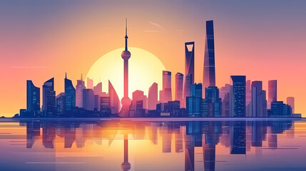 Fototapeta premium Futuristic city skyline. Futuristic Cities. Illustration