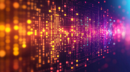 A futuristic modern background showcasing abstract elements with a blurred effect, symbolizing new technologies. It features an empty space on the side, perfect for captions or text.

