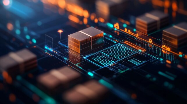 Digital dashboard of warehouse management software with parcel delivery stats, AI-driven analytics, neon green and orange highlights, High-Tech Futuristic Design