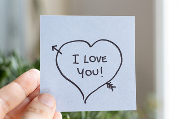 Sticky Notes with 'I Love You' on Colored Paper