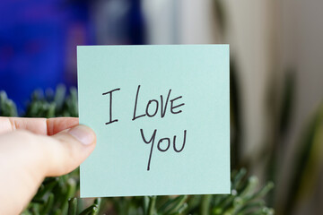 Sticky Notes with 'I Love You' on Colored Paper
