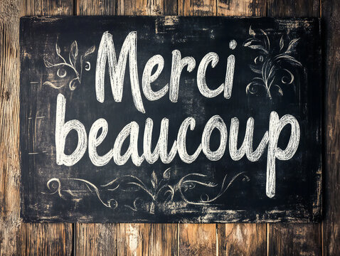 Merci Beaucoup in light purple ink on a soft background, conveying gratitude and appreciation.
