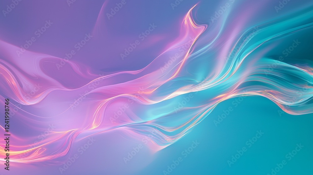 Poster abstract pastel color background with flowing fabric effect design, featuring smooth curves and grad