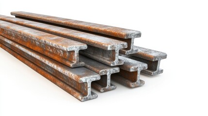 Rusty Industrial Steel Beams Stacked for Construction Use
