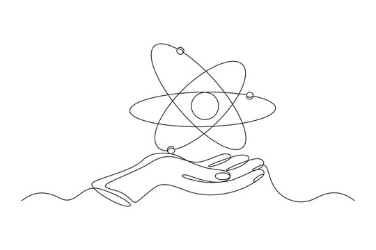 atom held hand, continuous line art clip art preview