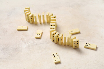 Dominos blocks on white grunge background