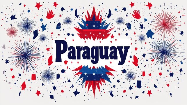 Patriotic spirit - artistic representation of Paraguay flag in bold red, white, and blue hues, evoking national pride and unity, perfect for commemorating Independence Day or honoring Heroes Day.