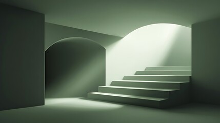 Fototapeta premium Stairway to light, arched room