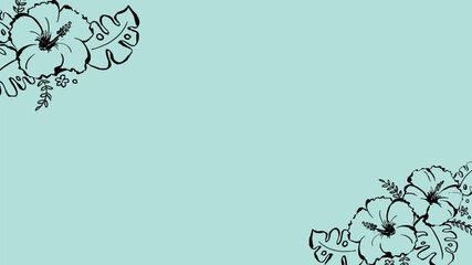 爽やかなミントグリーンとハイビスカスの飾り