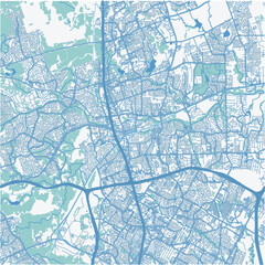 Map of Round Rock in Texas in a professional blue style. Contains layered vector with roads water, parks, etc.