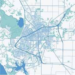 Fototapeta premium Map of San Angelo in Texas in a professional blue style. Contains layered vector with roads water, parks, etc.