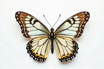 Fototapeta premium Detailed close-up of a beautiful swallowtail butterfly on white background