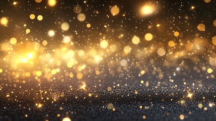 Fototapeta premium A shimmering background of golden bokeh lights and sparkles, ideal for festive designs.