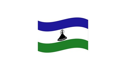 Lesotho national flag isolated on white background. Kingdom of Lesotho, formerly known as Basutoland, is a landlocked country in Southern Africa.