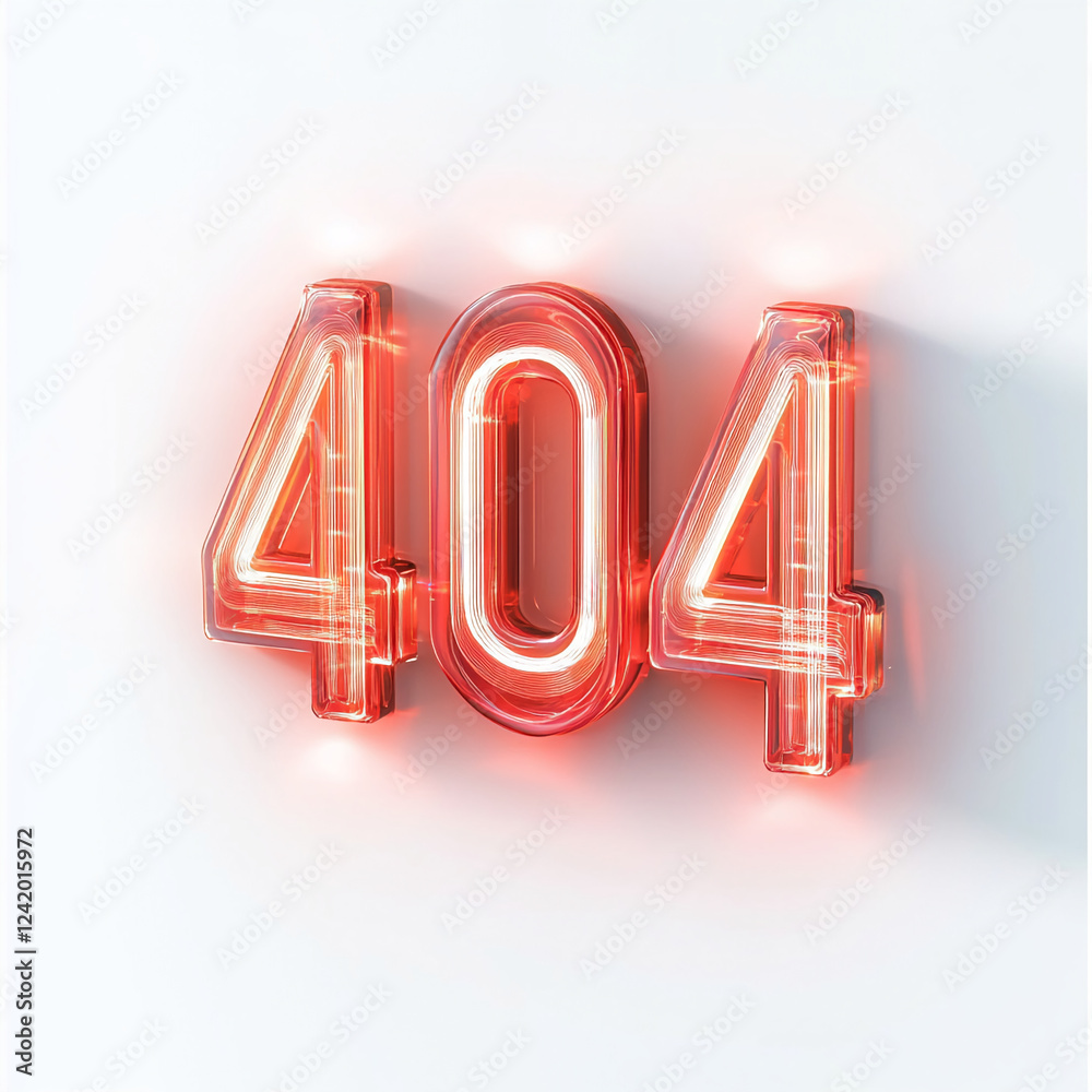 Aufkleber Glowing red 404 error code displayed on a white background, representing a website page not found error, often seen in web browsing.