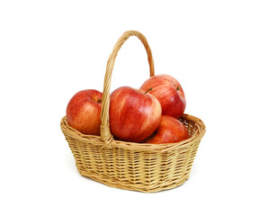 Stack red apples over white background