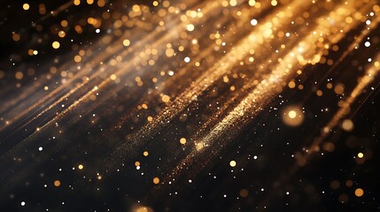 A shimmering background of golden particles creating a festive, magical atmosphere.