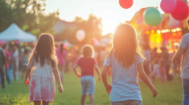 Children Playing at a Festive Carnival Gathering