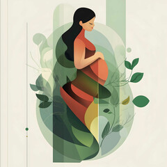 vector graphic art pregnant woman