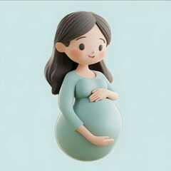 Cute 3D icon of pregnant lady