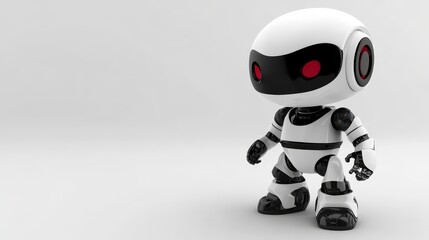 Fototapeta premium A portrait photograph of a futuristic robot, highlighting its glowing blue eye.