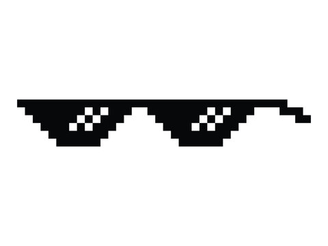 pixel art thug glasses design vector illustration on transparent background