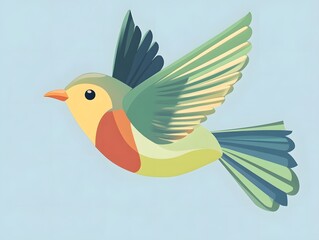 Obraz premium Colorful Cartoon Bird Wild Nature icon symbolon a branch