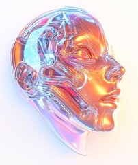 A side portrait of a male machine learning robot concept head, presented in PNG format.