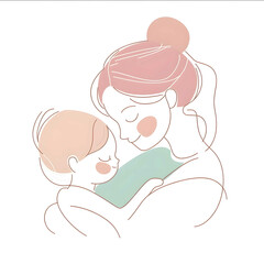 simple vector decor of pastel colors without details on a white background tenderness family the plots are minimalistic and describe the relationship of mother